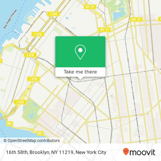 Mapa de 16th 58th, Brooklyn, NY 11219