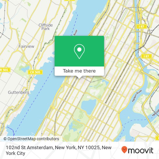 Mapa de 102nd St Amsterdam, New York, NY 10025