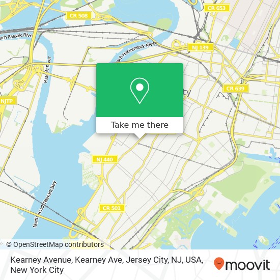 Mapa de Kearney Avenue, Kearney Ave, Jersey City, NJ, USA