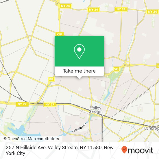 Mapa de 257 N Hillside Ave, Valley Stream, NY 11580