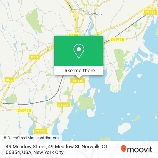 Mapa de 49 Meadow Street, 49 Meadow St, Norwalk, CT 06854, USA