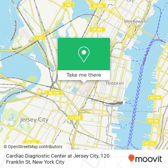 Cardiac Diagnostic Center at Jersey City, 120 Franklin St map