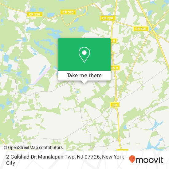 Mapa de 2 Galahad Dr, Manalapan Twp, NJ 07726