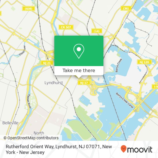 Mapa de Rutherford Orient Way, Lyndhurst, NJ 07071