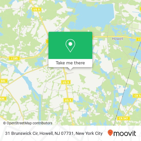 Mapa de 31 Brunswick Cir, Howell, NJ 07731