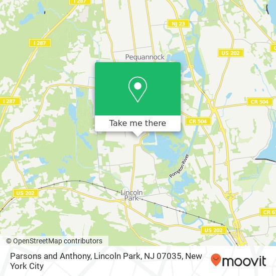 Mapa de Parsons and Anthony, Lincoln Park, NJ 07035