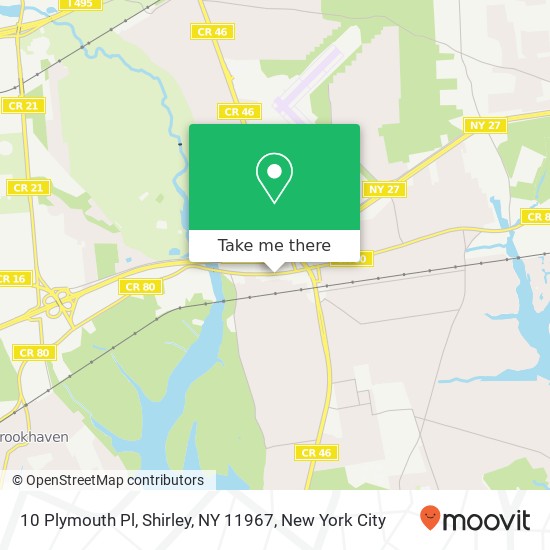 Mapa de 10 Plymouth Pl, Shirley, NY 11967