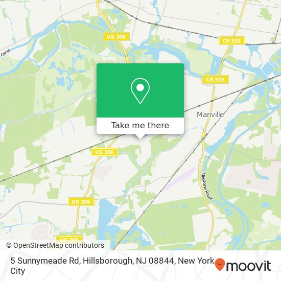 Mapa de 5 Sunnymeade Rd, Hillsborough, NJ 08844