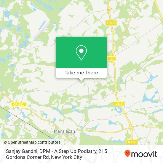 Mapa de Sanjay Gandhi, DPM - A Step Up Podiatry, 215 Gordons Corner Rd