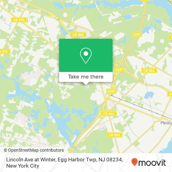 Mapa de Lincoln Ave at Winter, Egg Harbor Twp, NJ 08234