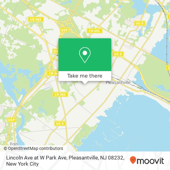 Mapa de Lincoln Ave at W Park Ave, Pleasantville, NJ 08232