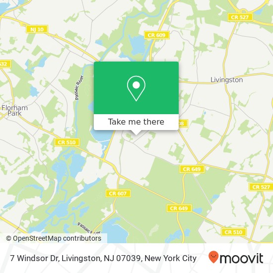 Mapa de 7 Windsor Dr, Livingston, NJ 07039