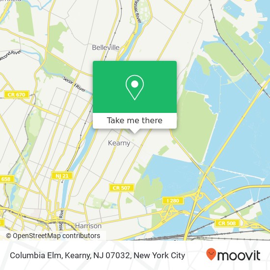 Mapa de Columbia Elm, Kearny, NJ 07032