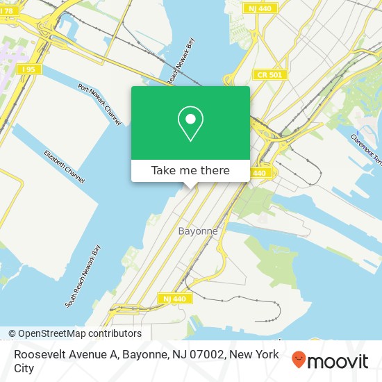 Mapa de Roosevelt Avenue A, Bayonne, NJ 07002