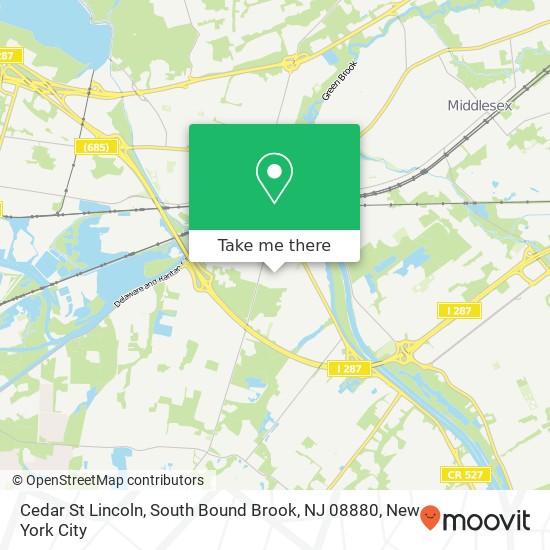 Mapa de Cedar St Lincoln, South Bound Brook, NJ 08880