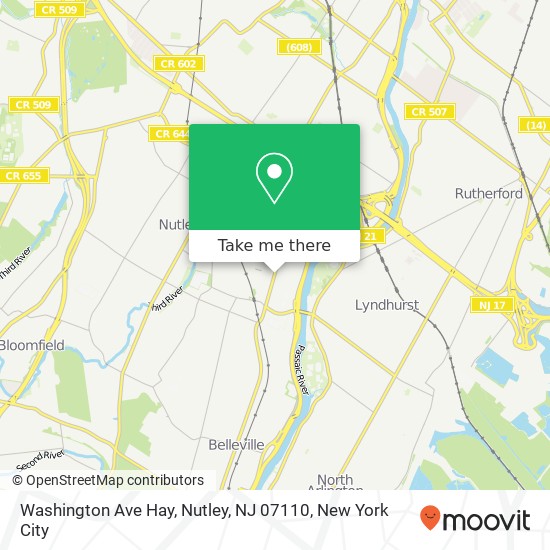 Mapa de Washington Ave Hay, Nutley, NJ 07110