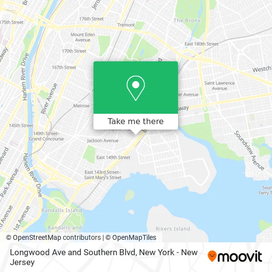 Longwood Ave and Southern Blvd map