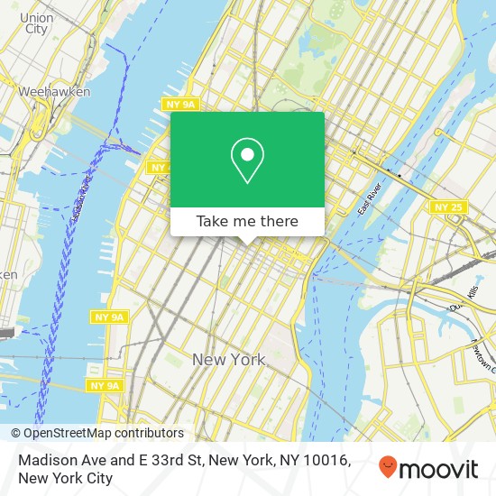 Madison Ave and E 33rd St, New York, NY 10016 map
