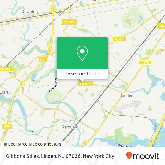 Mapa de Gibbons Stiles, Linden, NJ 07036