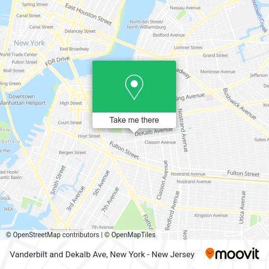 Vanderbilt and Dekalb Ave map