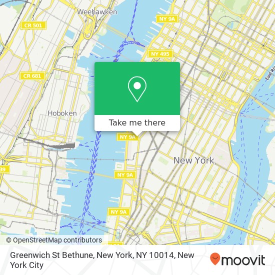 Mapa de Greenwich St Bethune, New York, NY 10014