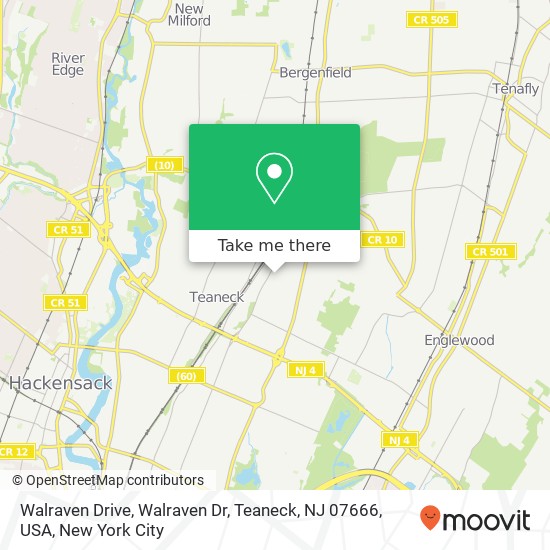 Mapa de Walraven Drive, Walraven Dr, Teaneck, NJ 07666, USA