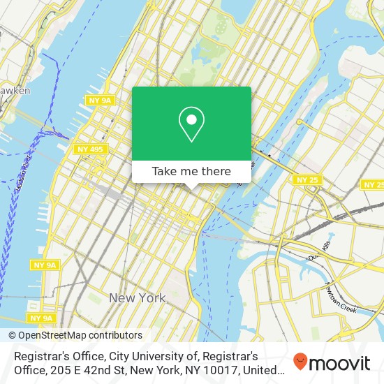 Registrar's Office, City University of, Registrar's Office, 205 E 42nd St, New York, NY 10017, United States map