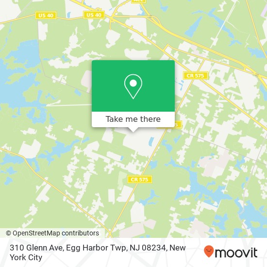 Mapa de 310 Glenn Ave, Egg Harbor Twp, NJ 08234