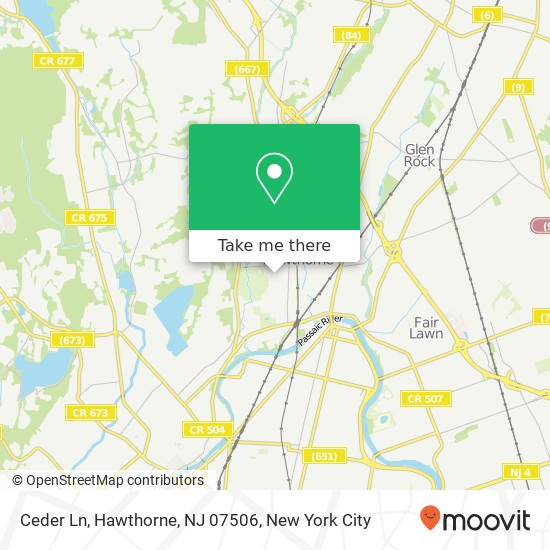 Mapa de Ceder Ln, Hawthorne, NJ 07506