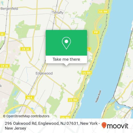 Mapa de 296 Oakwood Rd, Englewood, NJ 07631