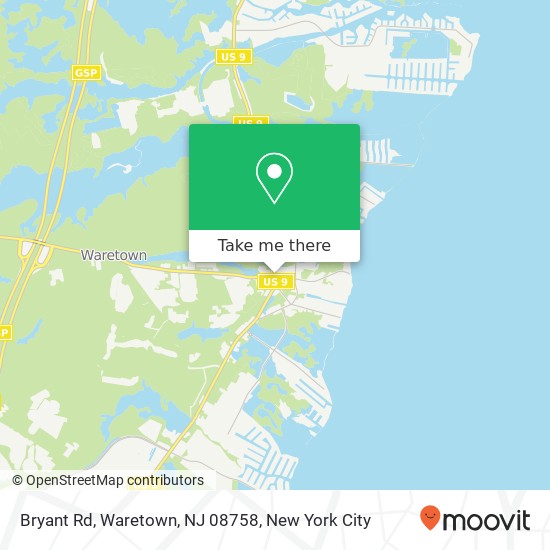 Mapa de Bryant Rd, Waretown, NJ 08758