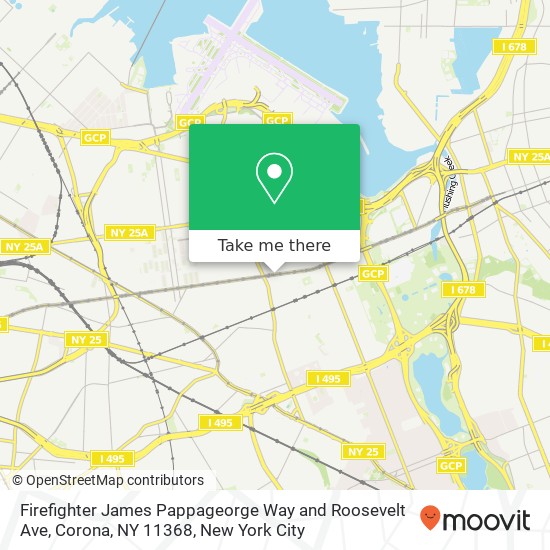 Firefighter James Pappageorge Way and Roosevelt Ave, Corona, NY 11368 map