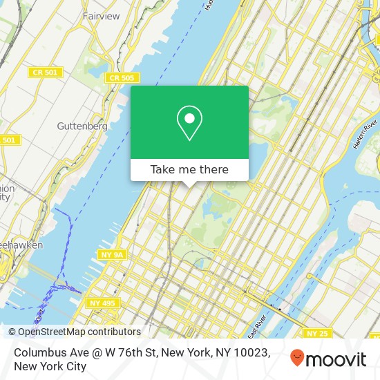 Columbus Ave @ W 76th St, New York, NY 10023 map