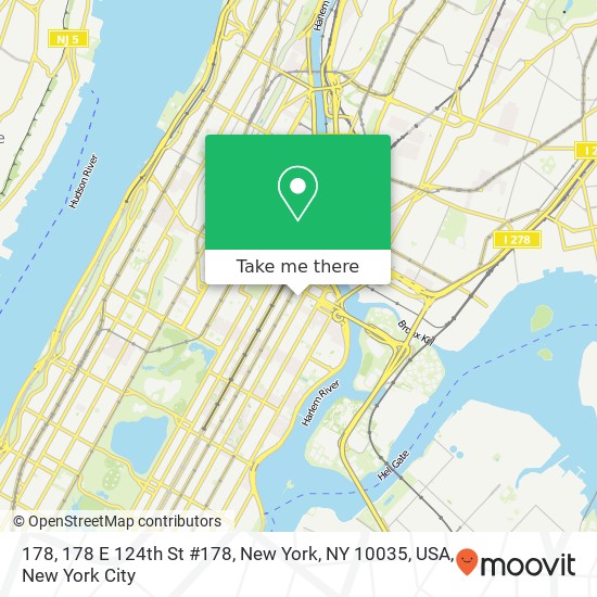 Mapa de 178, 178 E 124th St #178, New York, NY 10035, USA