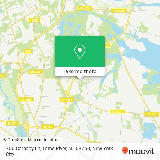 Mapa de 700 Carnaby Ln, Toms River, NJ 08753