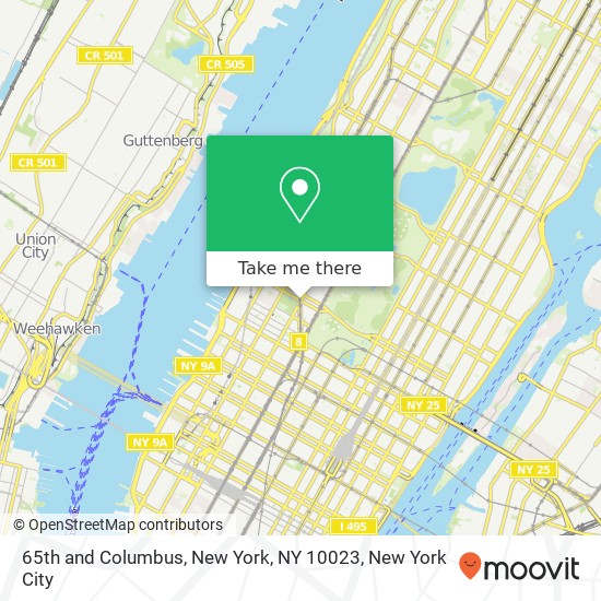 65th and Columbus, New York, NY 10023 map