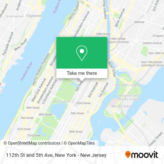 112th St and 5th Ave map