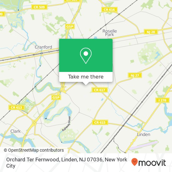 Mapa de Orchard Ter Fernwood, Linden, NJ 07036