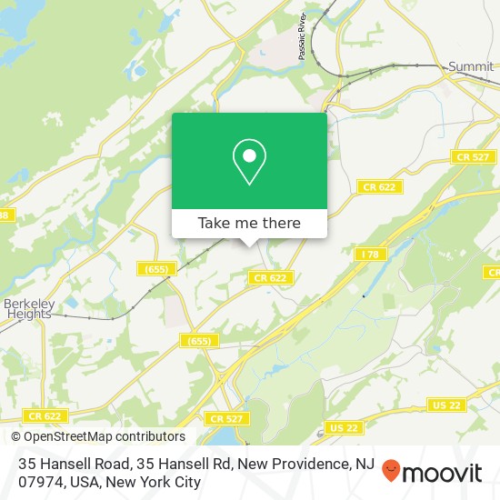 Mapa de 35 Hansell Road, 35 Hansell Rd, New Providence, NJ 07974, USA