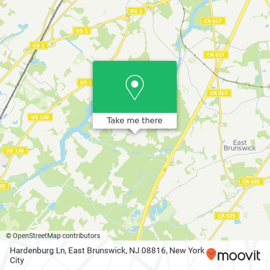 Mapa de Hardenburg Ln, East Brunswick, NJ 08816