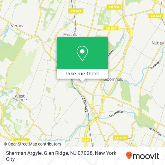 Mapa de Sherman Argyle, Glen Ridge, NJ 07028