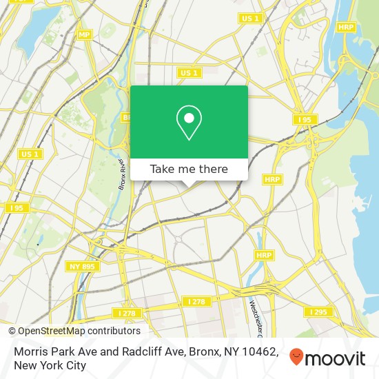 Mapa de Morris Park Ave and Radcliff Ave, Bronx, NY 10462