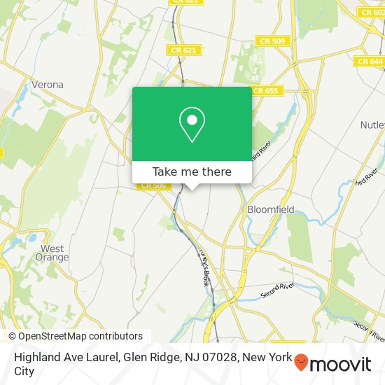 Mapa de Highland Ave Laurel, Glen Ridge, NJ 07028