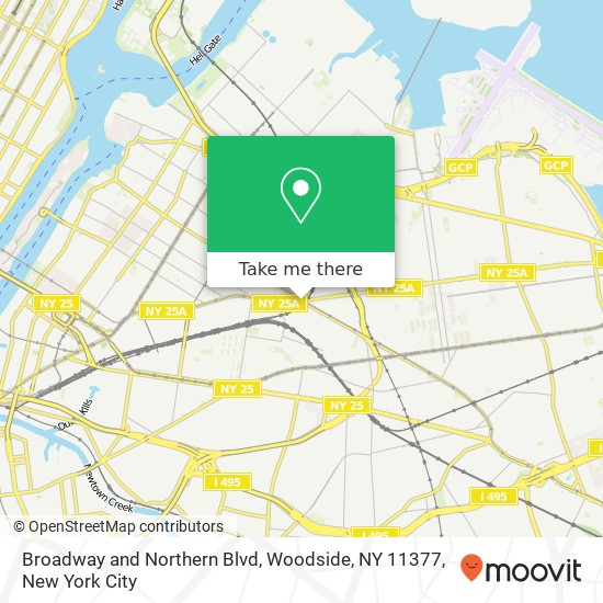 Mapa de Broadway and Northern Blvd, Woodside, NY 11377