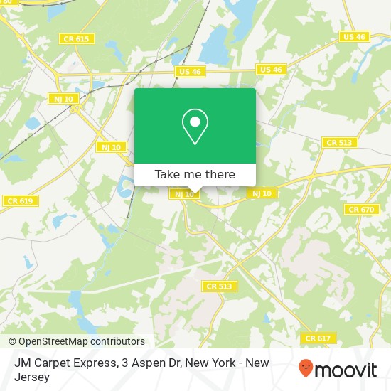 Mapa de JM Carpet Express, 3 Aspen Dr