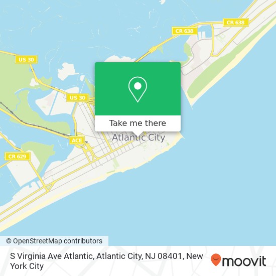 Mapa de S Virginia Ave Atlantic, Atlantic City, NJ 08401