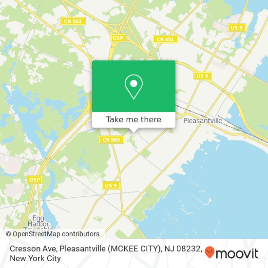 Mapa de Cresson Ave, Pleasantville (MCKEE CITY), NJ 08232