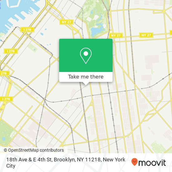 Mapa de 18th Ave & E 4th St, Brooklyn, NY 11218