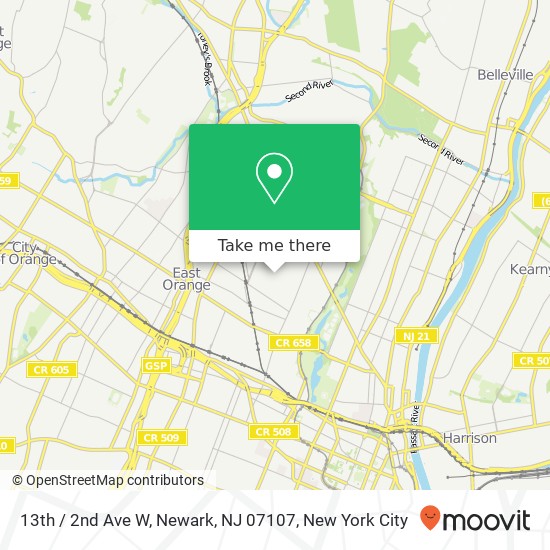 Mapa de 13th / 2nd Ave W, Newark, NJ 07107