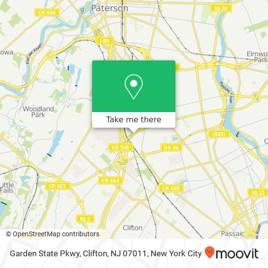 Mapa de Garden State Pkwy, Clifton, NJ 07011